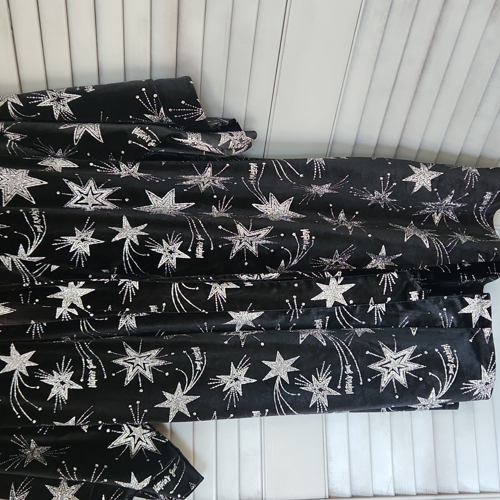 Victoria's Srcret Black Velvet Star Glitter Limited Edition Robe Kimono M/L - Picture 2 of 11